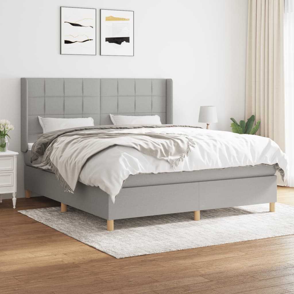 Sommier à lattes de lit avec matelas Gris clair 160x200cm Tissu - XIOS