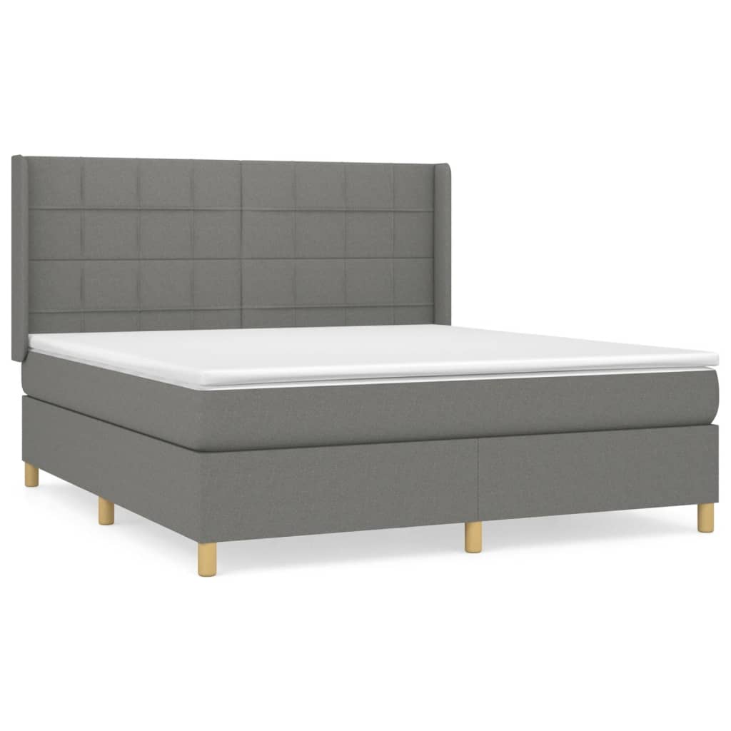 Sommier à lattes de lit avec matelas Gris foncé 160x200cm Tissu - XIOS