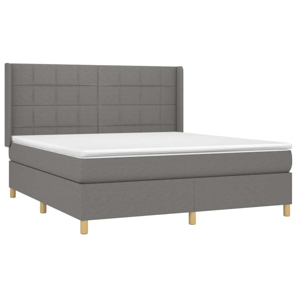 Sommier à lattes de lit avec matelas Gris foncé 160x200cm Tissu - XIOS