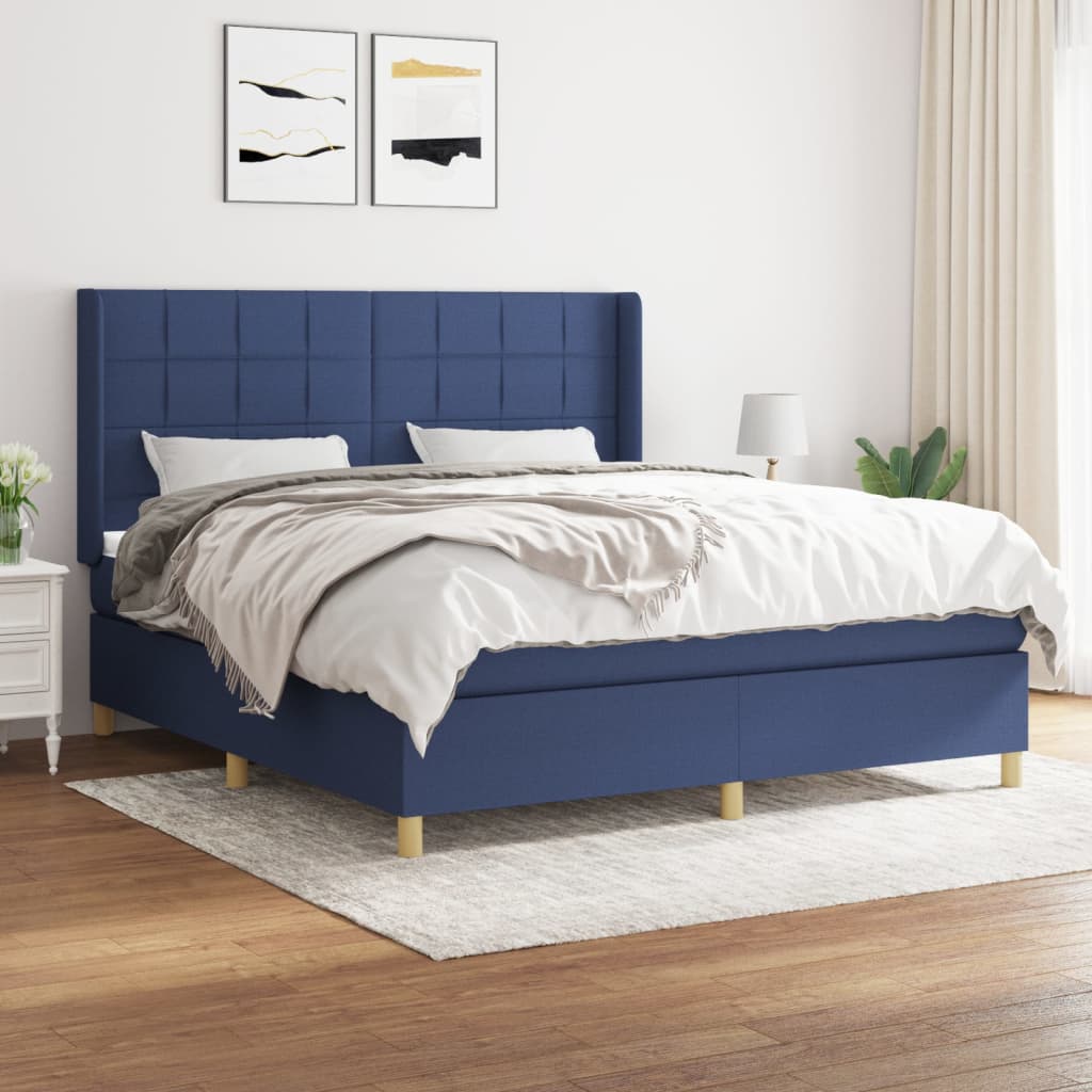 Sommier à lattes de lit avec matelas Bleu 160x200 cm Tissu - XIOS