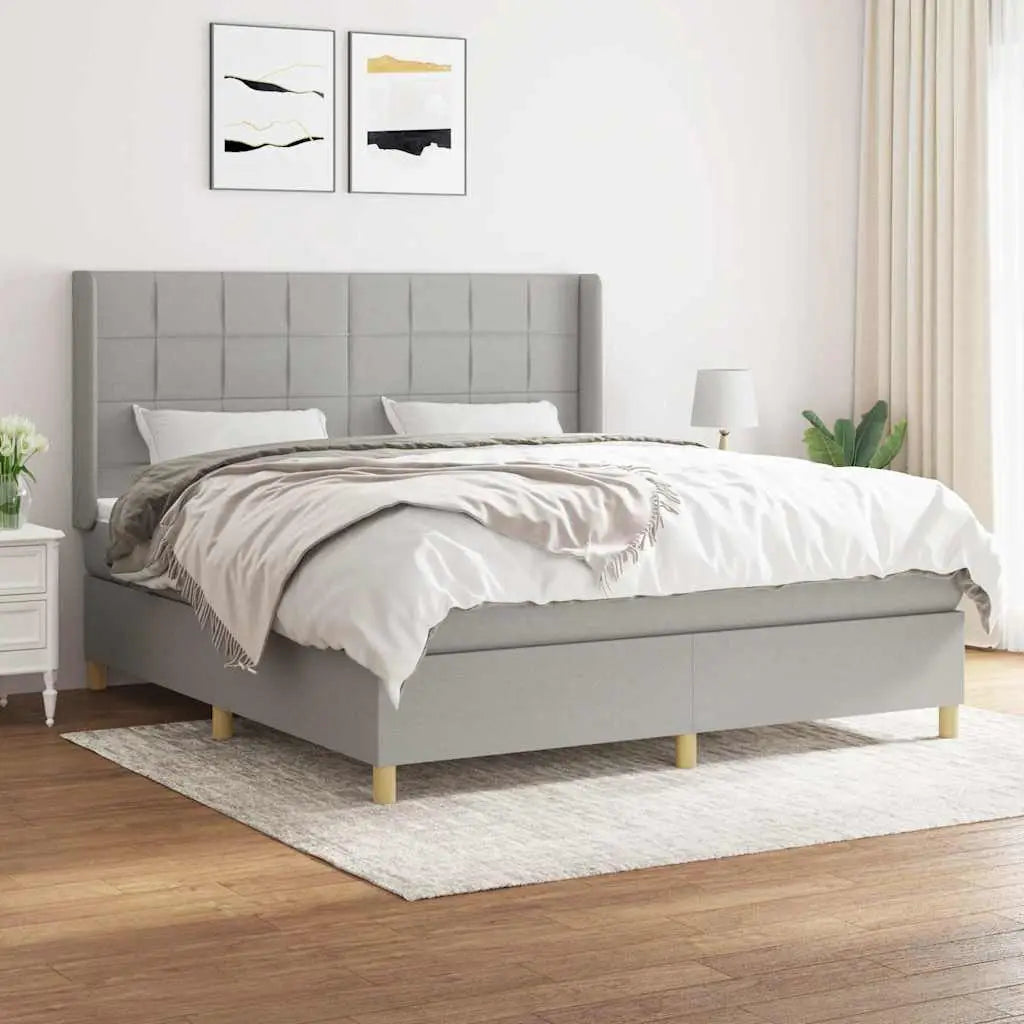 Sommier à lattes de lit avec matelas Gris clair 180x200cm Tissu - XIOS