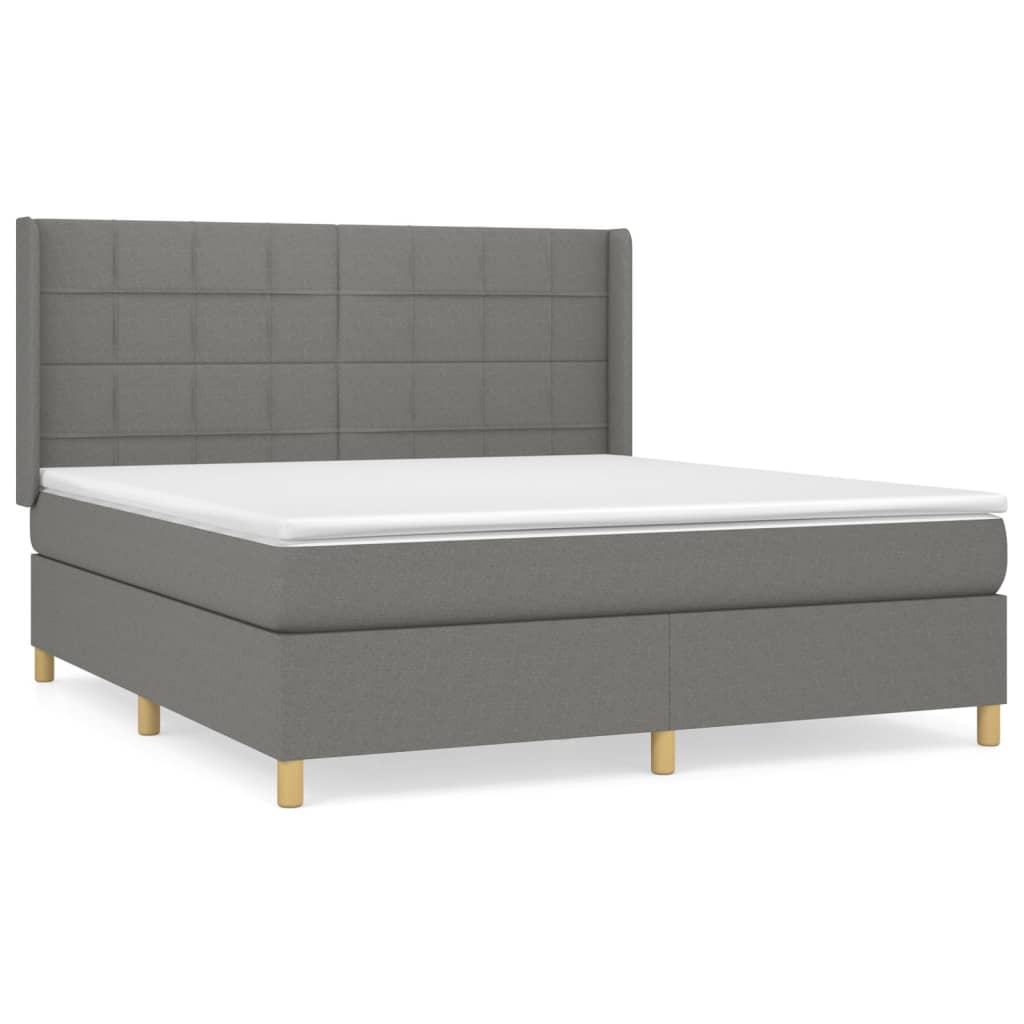 Sommier à lattes de lit avec matelas Gris foncé 180x200cm Tissu - XIOS