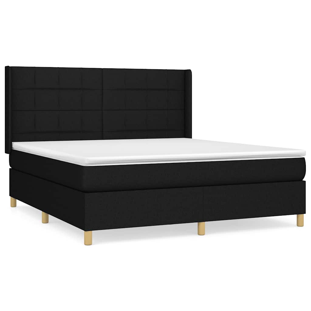 Sommier à lattes de lit avec matelas Noir 180x200 cm Tissu - XIOS