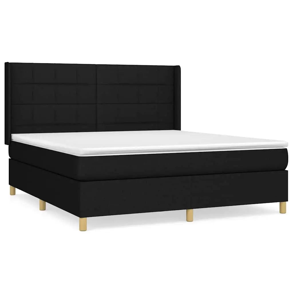 Sommier à lattes de lit avec matelas Noir 180x200 cm Tissu - XIOS