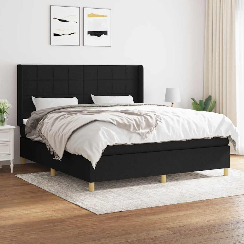 Sommier à lattes de lit avec matelas Noir 180x200 cm Tissu - XIOS
