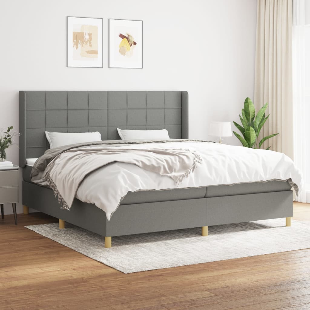 Sommier à lattes de lit avec matelas Gris foncé 200x200cm Tissu - XIOS