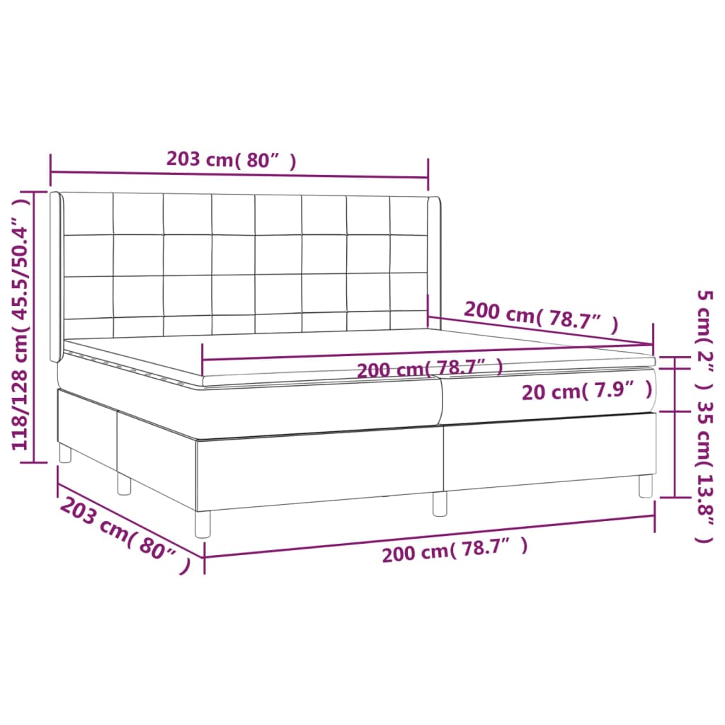 Sommier à lattes de lit avec matelas Taupe 200x200 cm Tissu - XIOS