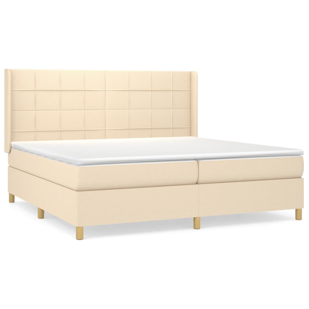 Sommier à lattes de lit avec matelas Crème 200x200 cm Tissu - XIOS