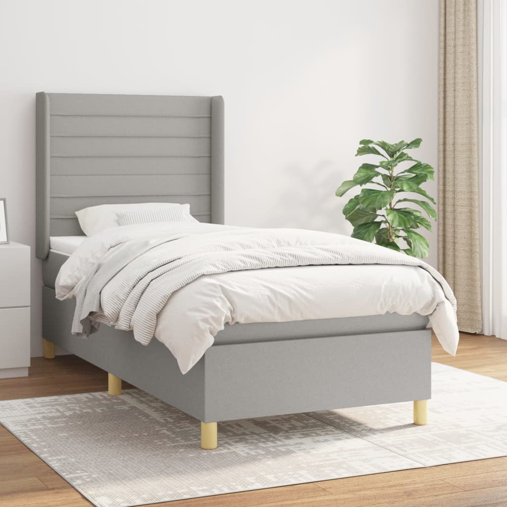 Sommier à lattes de lit avec matelas Gris clair 80x200 cm Tissu - XIOS