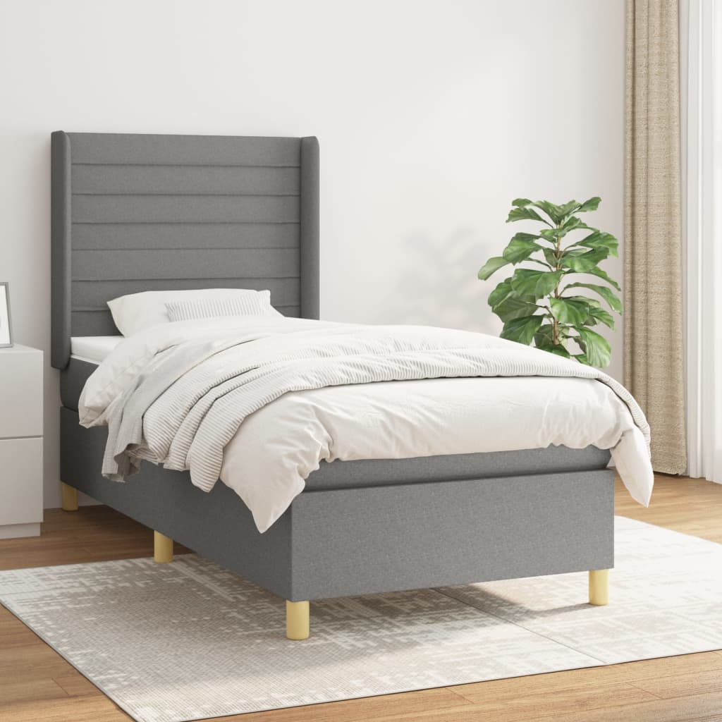 Sommier à lattes de lit avec matelas Gris foncé 80x200 cm Tissu - XIOS