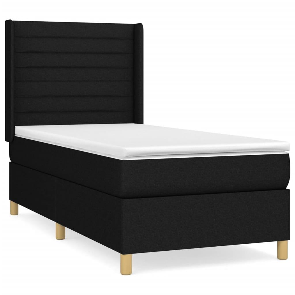 Sommier à lattes de lit avec matelas Noir 90x200 cm Tissu - XIOS