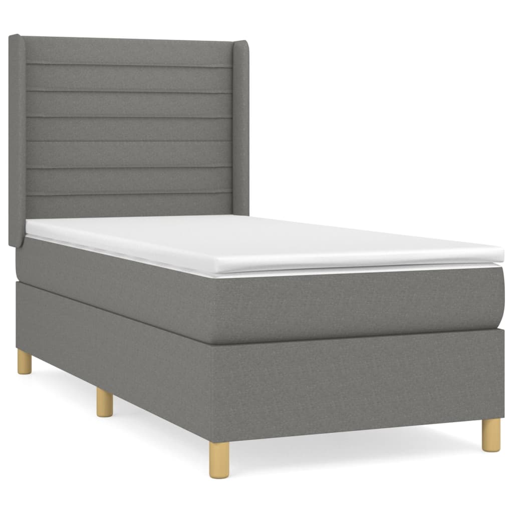 Sommier à lattes de lit avec matelas Gris foncé 100x200cm Tissu - XIOS