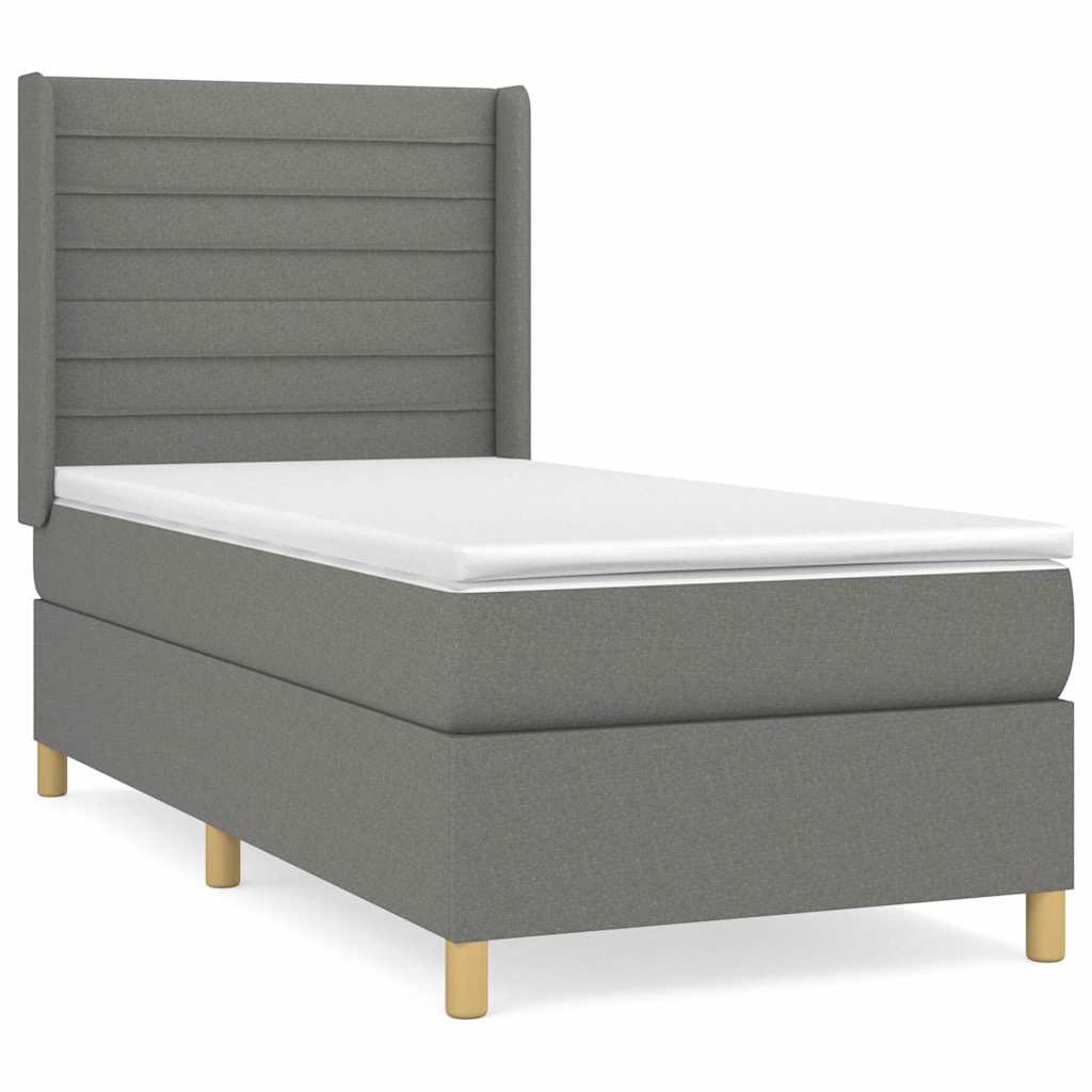 Sommier à lattes de lit avec matelas Gris foncé 100x200cm Tissu