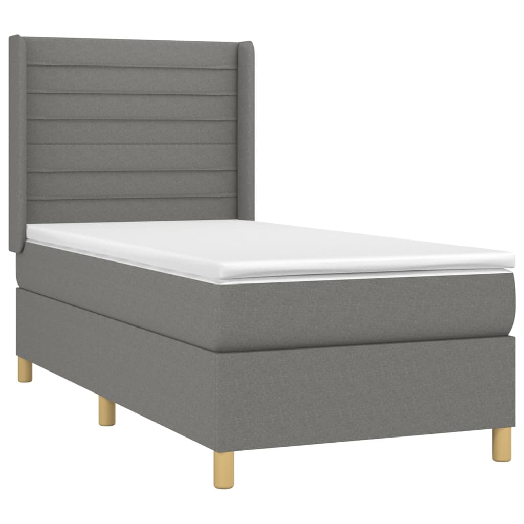 Sommier à lattes de lit avec matelas Gris foncé 100x200cm Tissu - XIOS