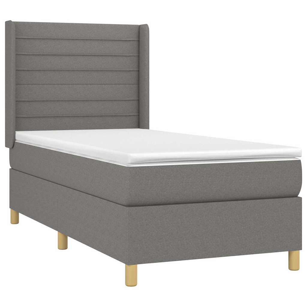 Sommier à lattes de lit avec matelas Gris foncé 100x200cm Tissu