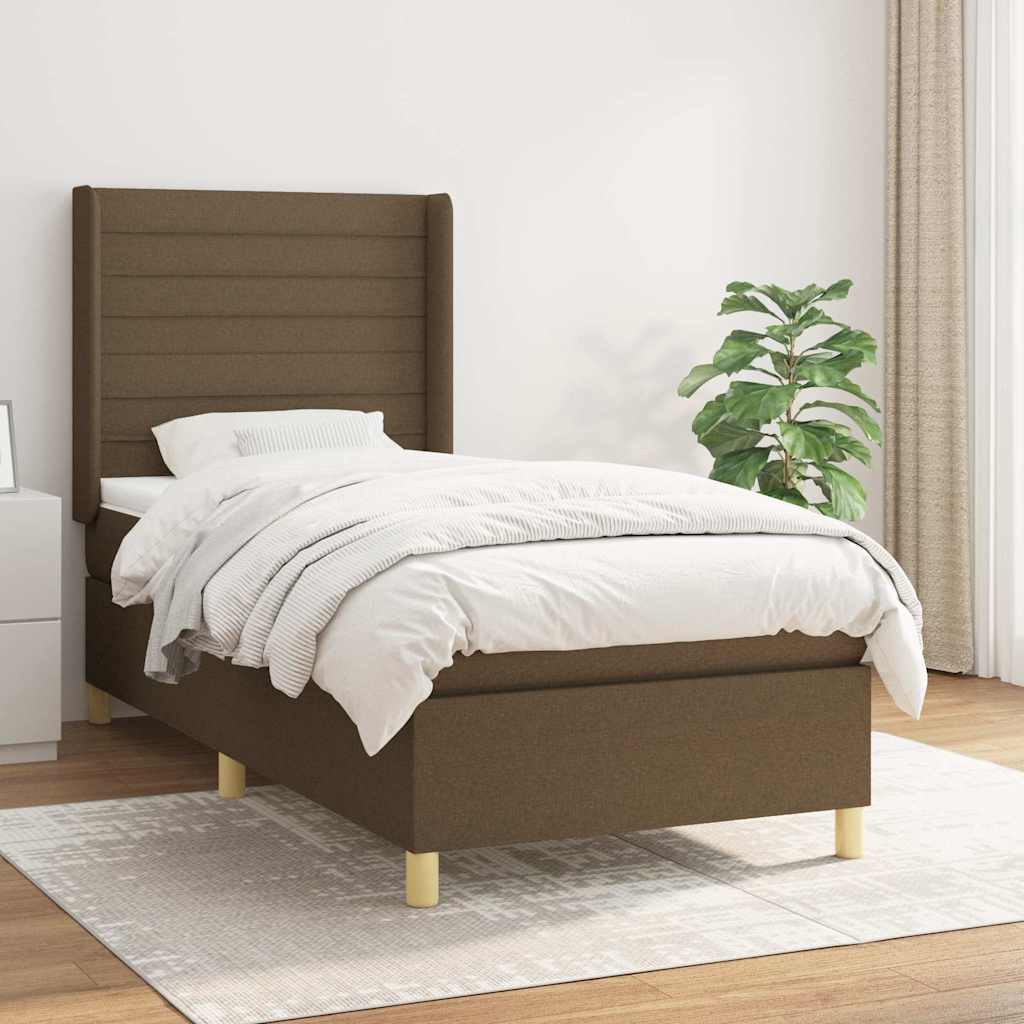 Sommier à lattes de lit avec matelas Marron foncé 100x200 cm
