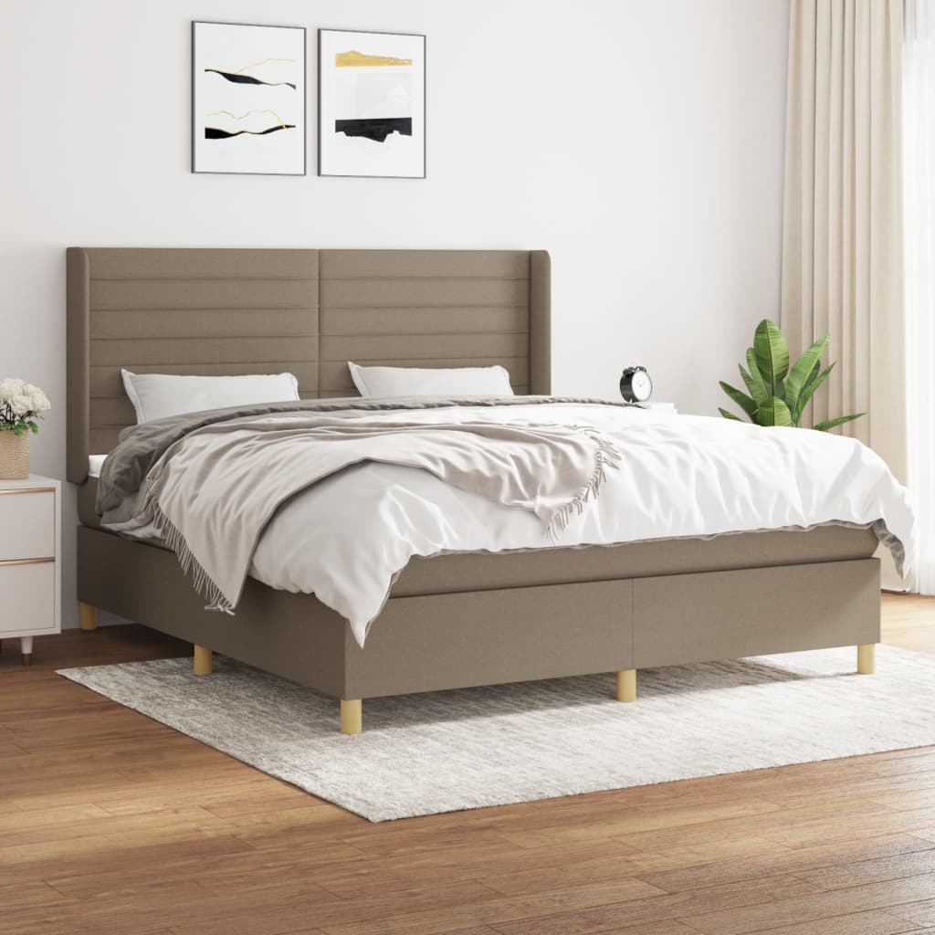 Sommier à lattes de lit avec matelas Taupe 160x200 cm Tissu - XIOS