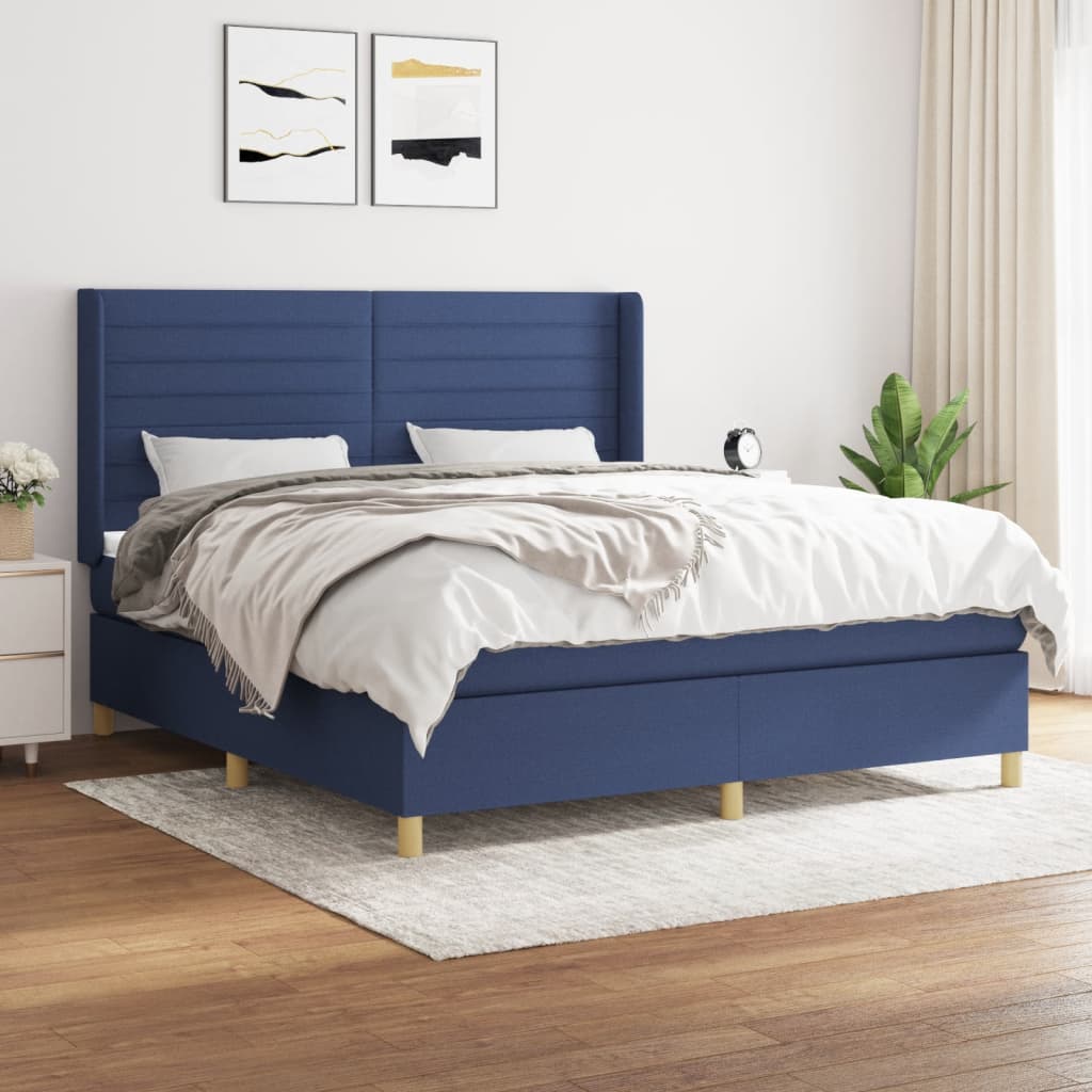 Sommier à lattes de lit avec matelas Bleu 160x200 cm Tissu - XIOS