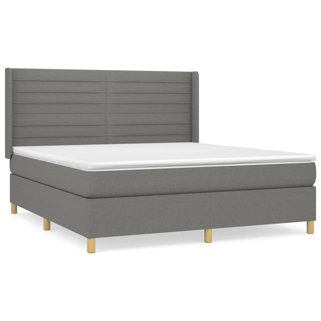 Sommier à lattes de lit avec matelas Gris foncé 180x200cm Tissu - XIOS