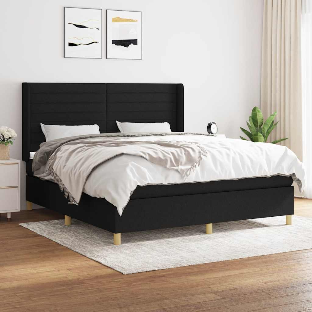 Sommier à lattes de lit avec matelas Noir 180x200 cm Tissu - XIOS