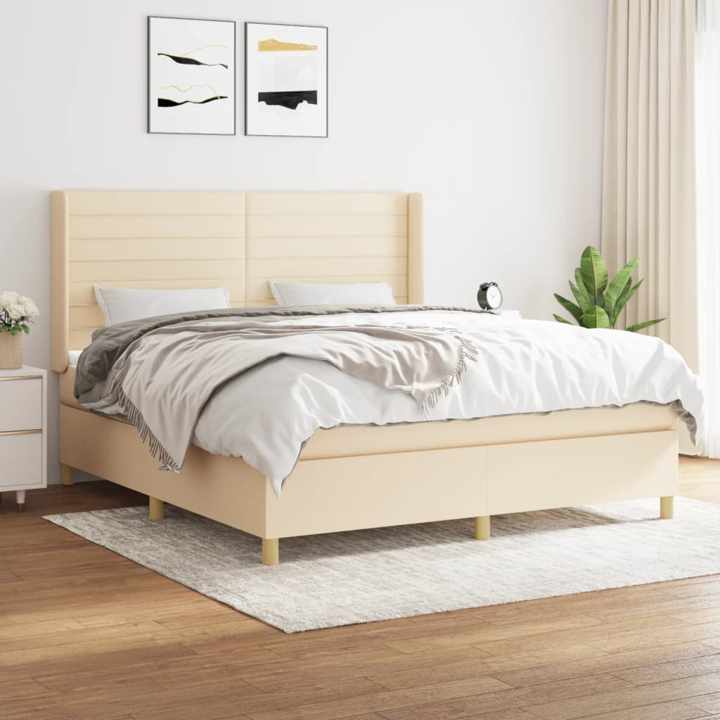 Sommier à lattes de lit avec matelas Crème 180x200 cm Tissu - XIOS