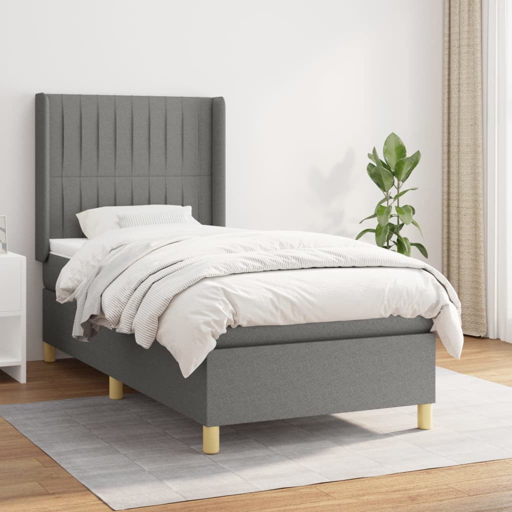 Sommier à lattes de lit avec matelas Gris foncé 80x200 cm Tissu - XIOS
