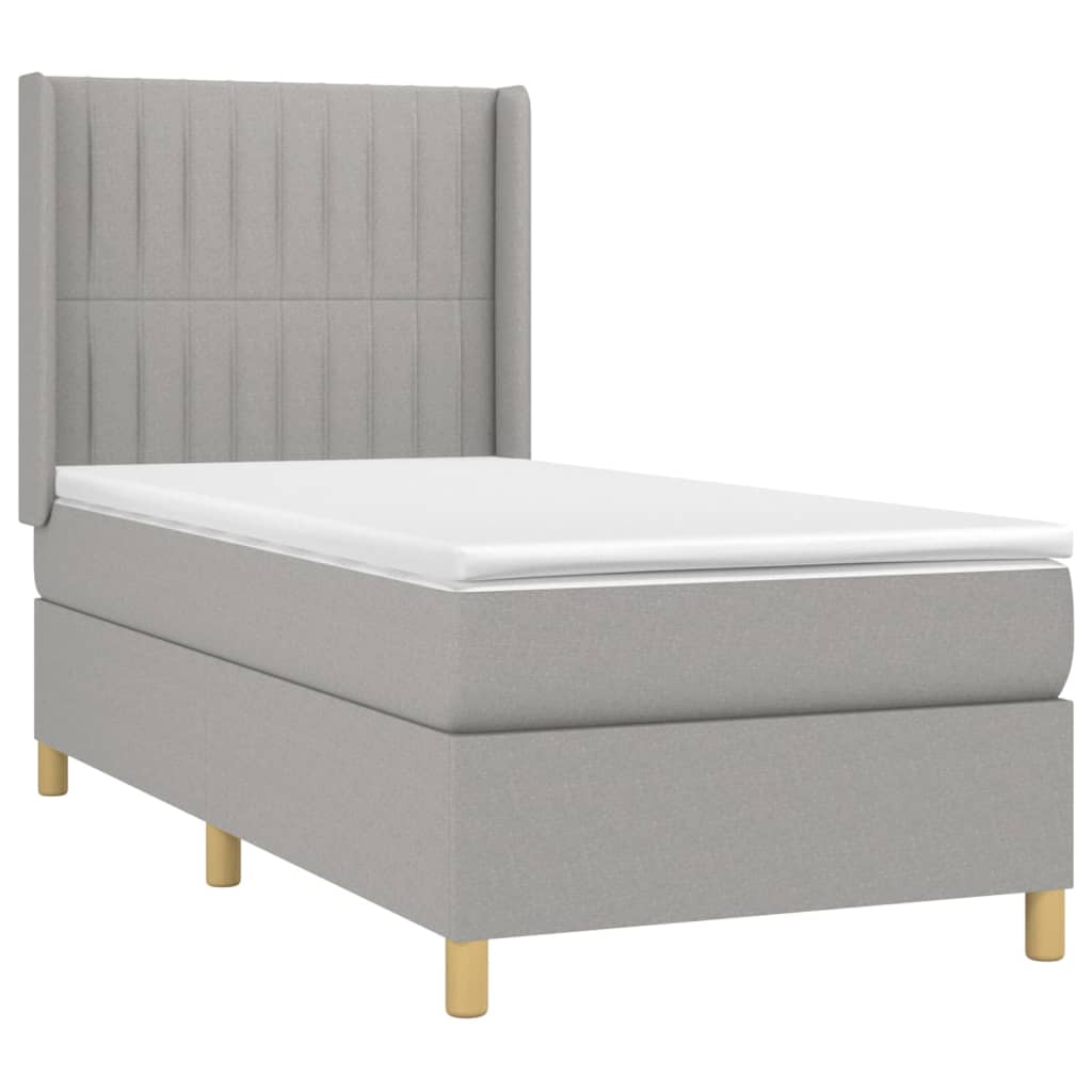 Sommier à lattes de lit et matelas Gris clair 90x190 cm Tissu - XIOS