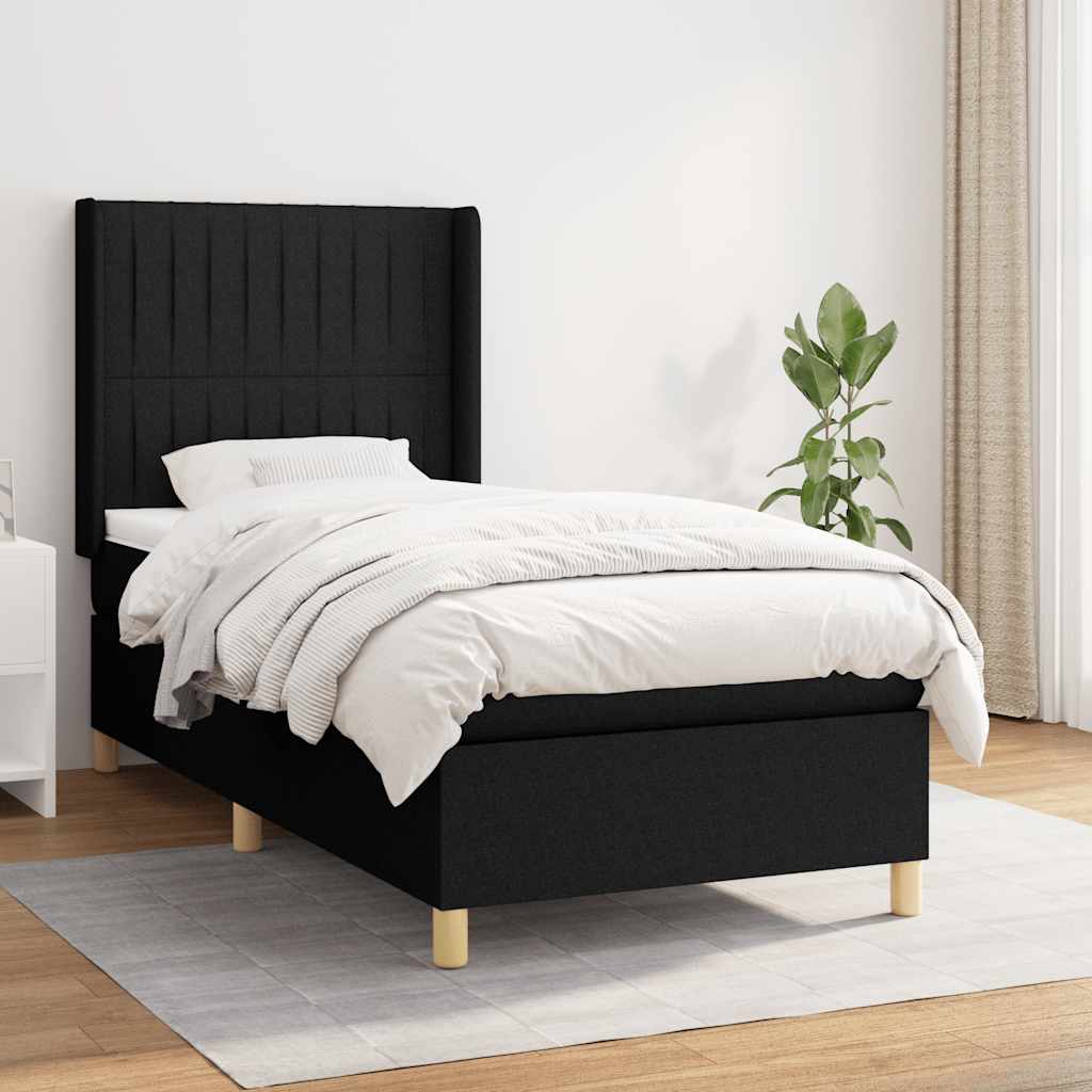 Sommier à lattes de lit avec matelas Noir 90x190 cm Tissu - XIOS