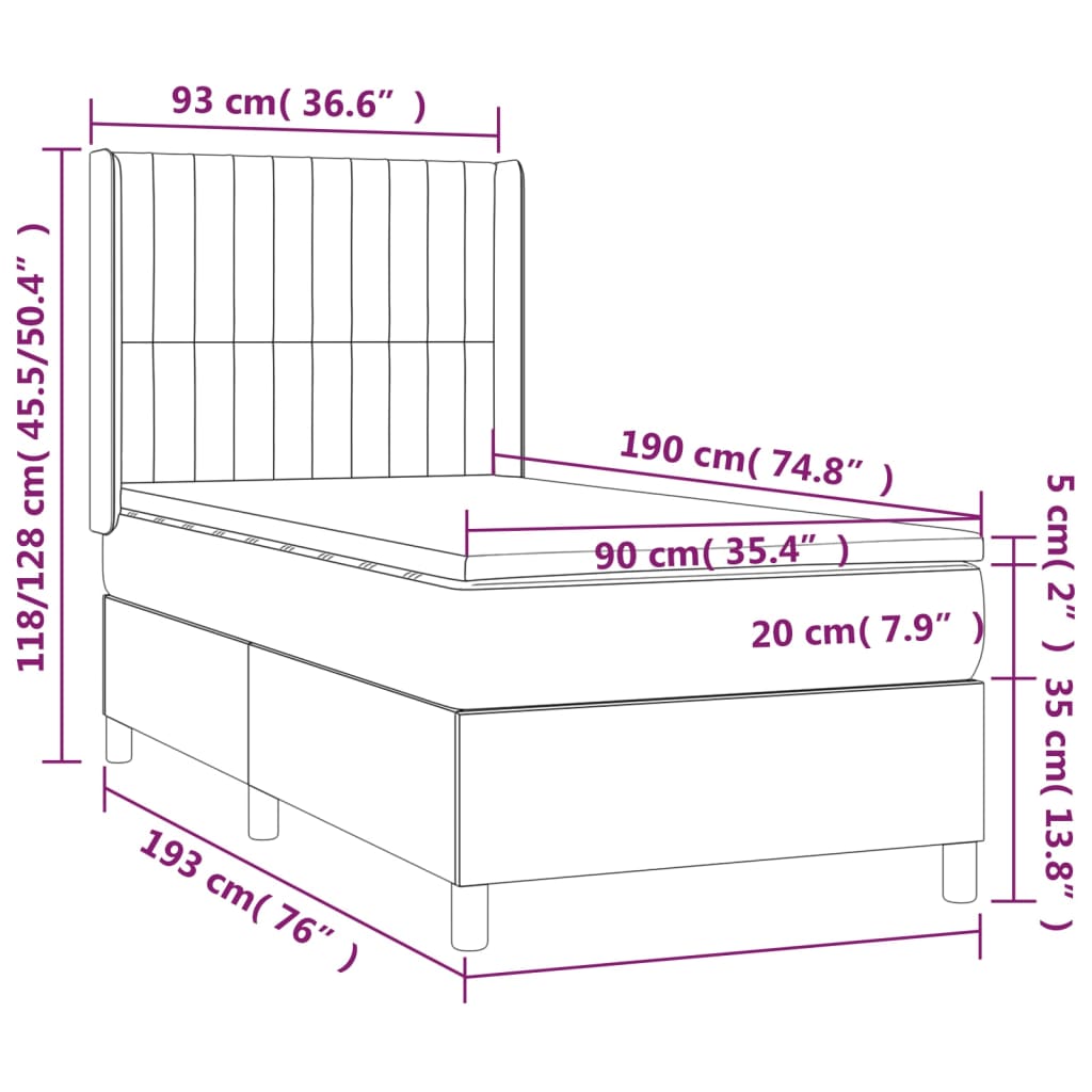 Sommier à lattes de lit avec matelas Marron foncé 90x190 cm - XIOS