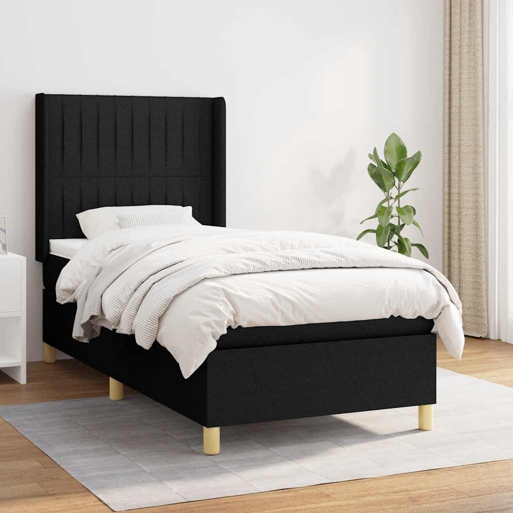 Sommier à lattes de lit avec matelas Noir 90x200 cm Tissu - XIOS