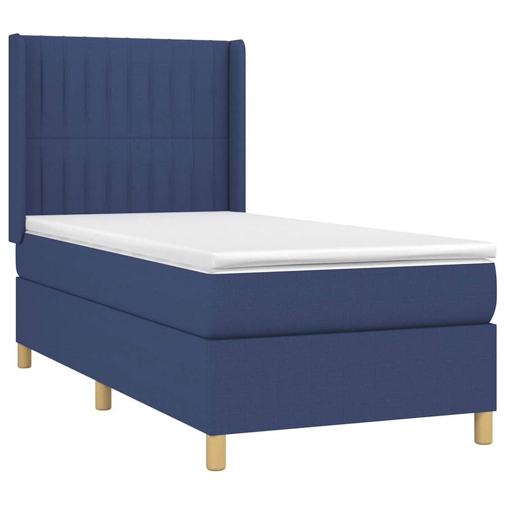 Sommier à lattes de lit avec matelas Bleu 90x200 cm Tissu
