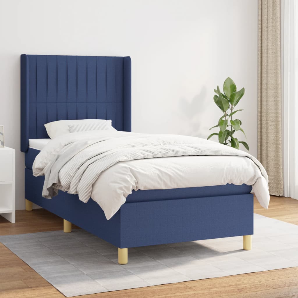Sommier à lattes de lit avec matelas Bleu 90x200 cm Tissu - XIOS