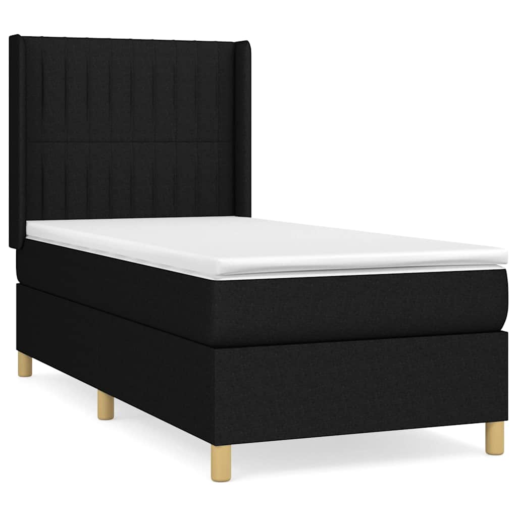 Sommier à lattes de lit avec matelas Noir 100x200 cm Tissu - XIOS