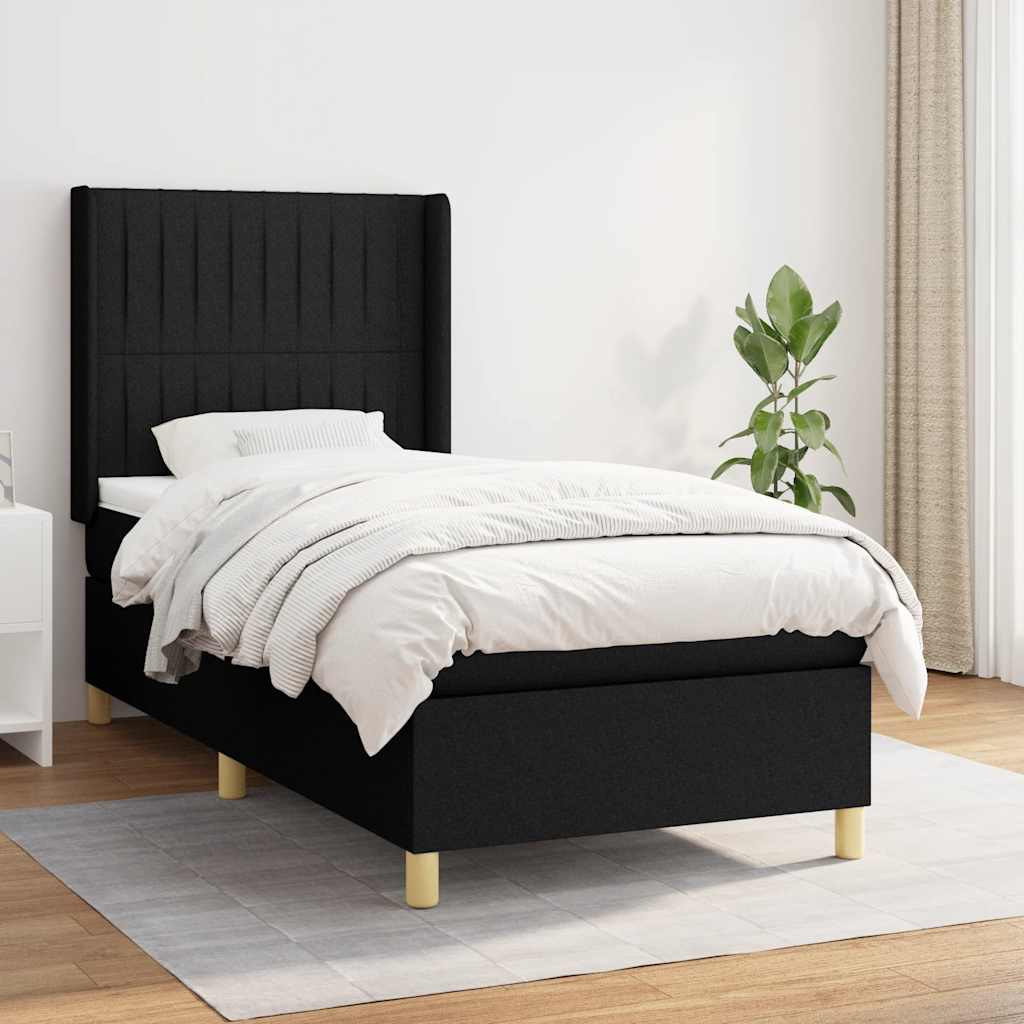 Sommier à lattes de lit avec matelas Noir 100x200 cm Tissu - XIOS
