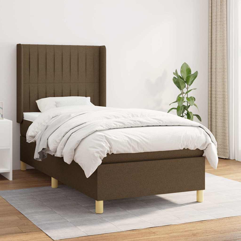 Sommier à lattes de lit avec matelas Marron foncé 100x200 cm