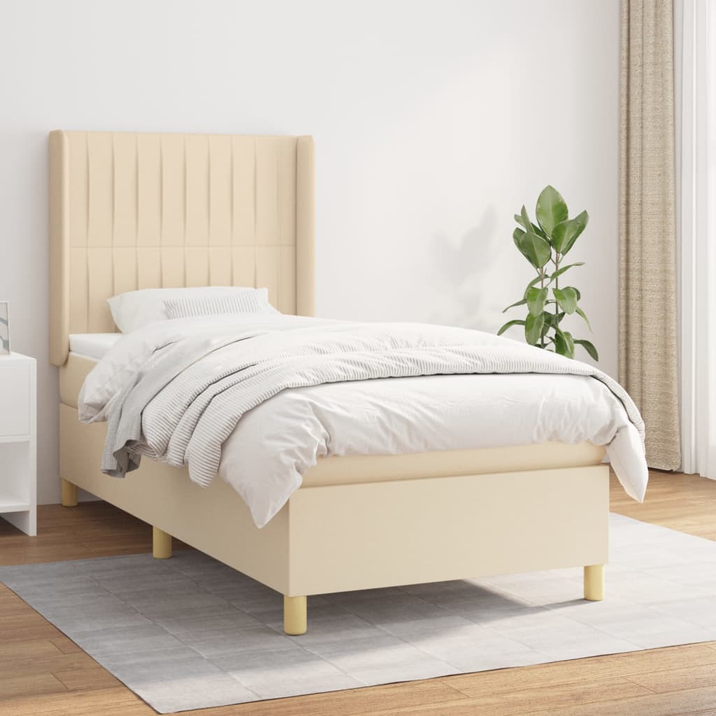 Sommier à lattes de lit avec matelas Crème 100x200 cm Tissu - XIOS