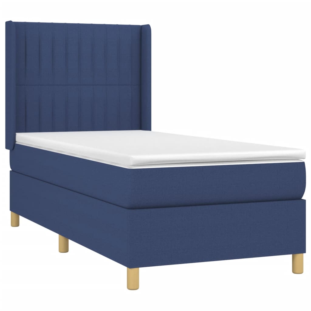 Sommier à lattes de lit avec matelas Bleu 100x200 cm Tissu - XIOS