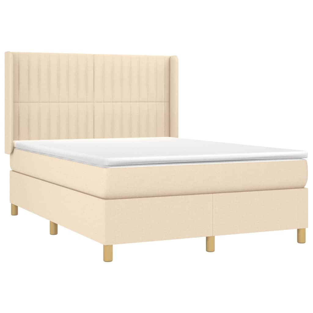 Sommier à lattes de lit avec matelas Crème 140x190 cm Tissu - XIOS