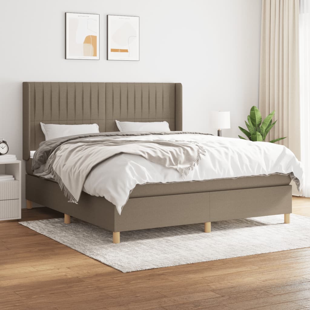 Sommier à lattes de lit avec matelas Taupe 160x200 cm Tissu - XIOS