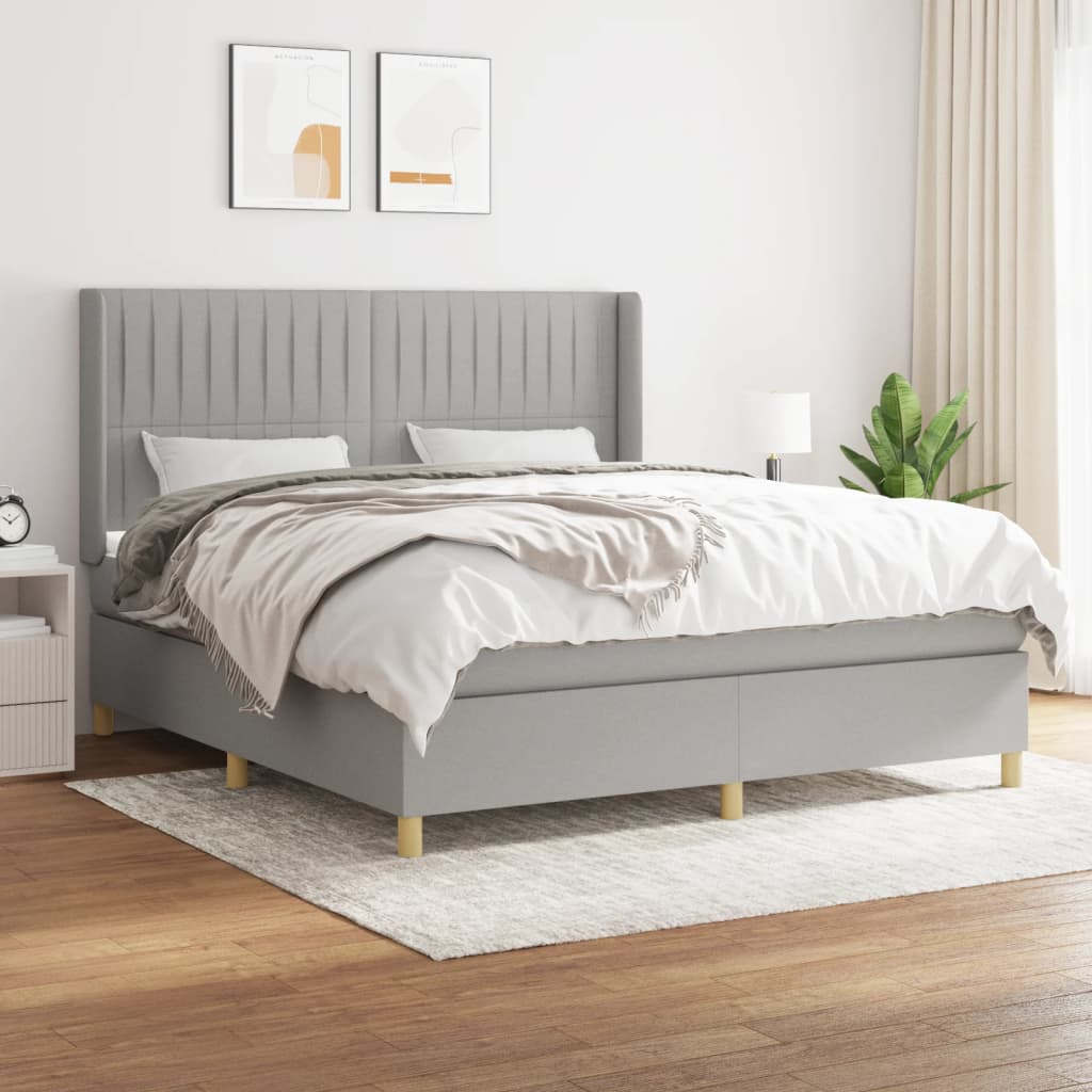 Sommier à lattes de lit avec matelas Gris clair 180x200cm Tissu - XIOS