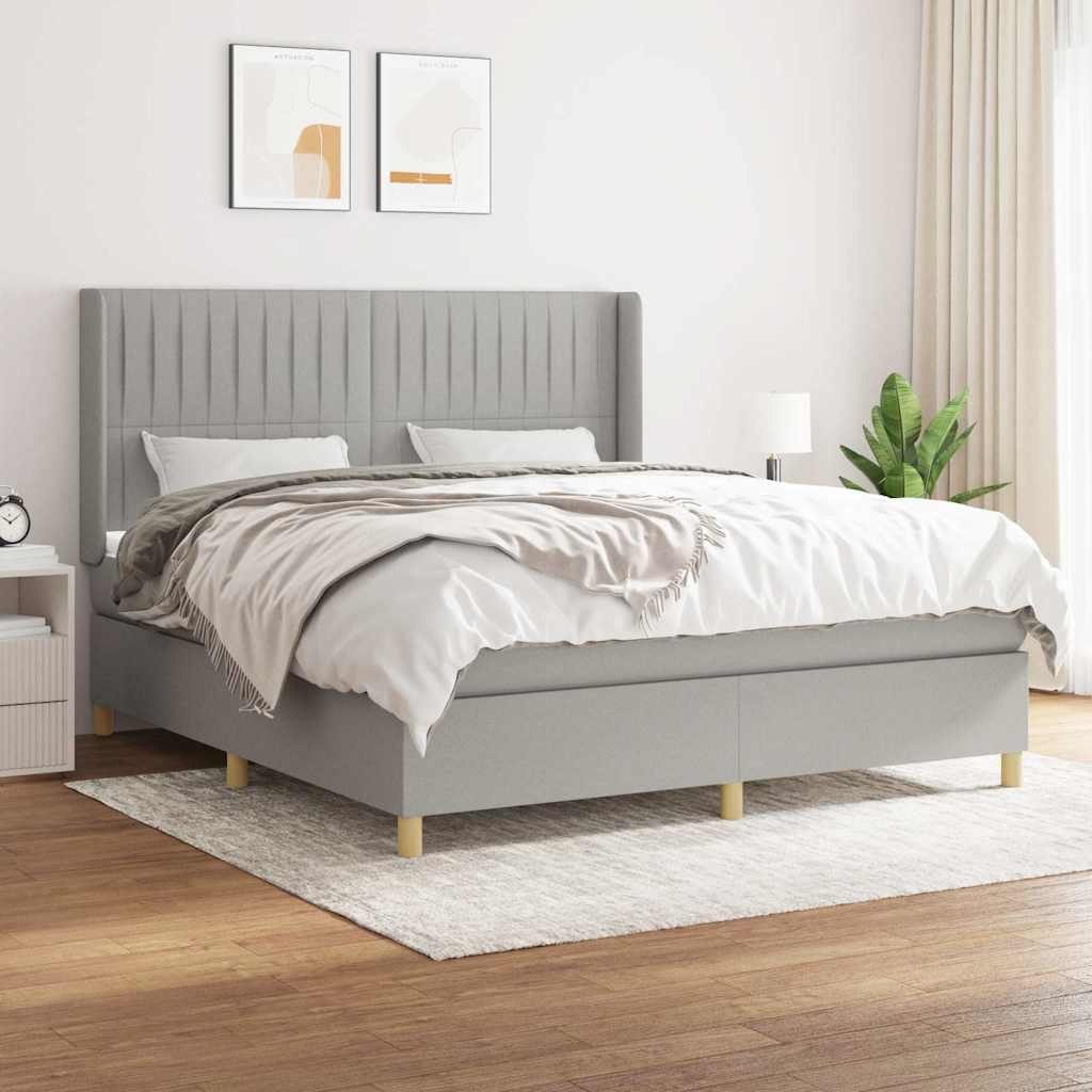 Sommier à lattes de lit avec matelas Gris clair 180x200cm Tissu