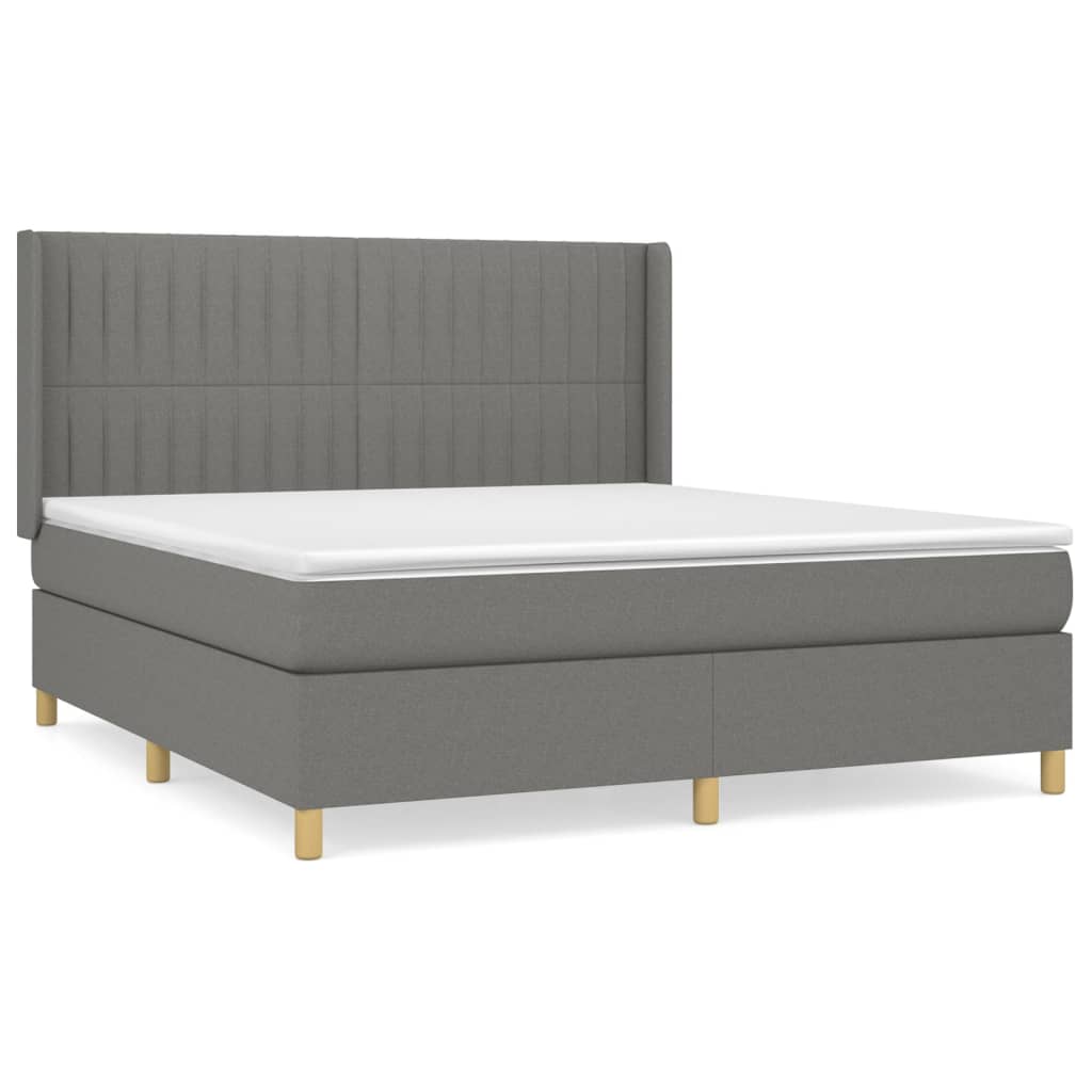 Sommier à lattes de lit avec matelas Gris foncé 180x200cm Tissu - XIOS