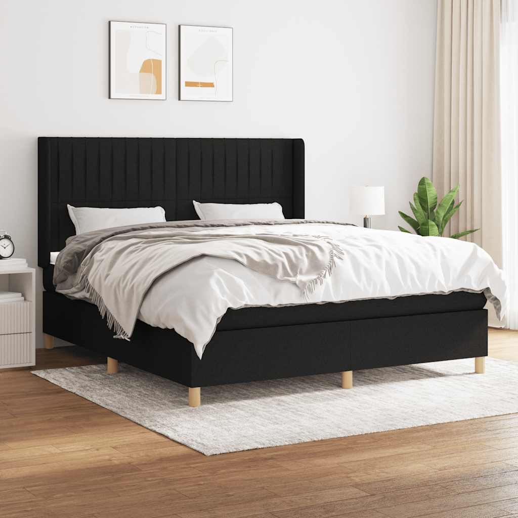 Sommier à lattes de lit avec matelas Noir 180x200 cm Tissu - XIOS