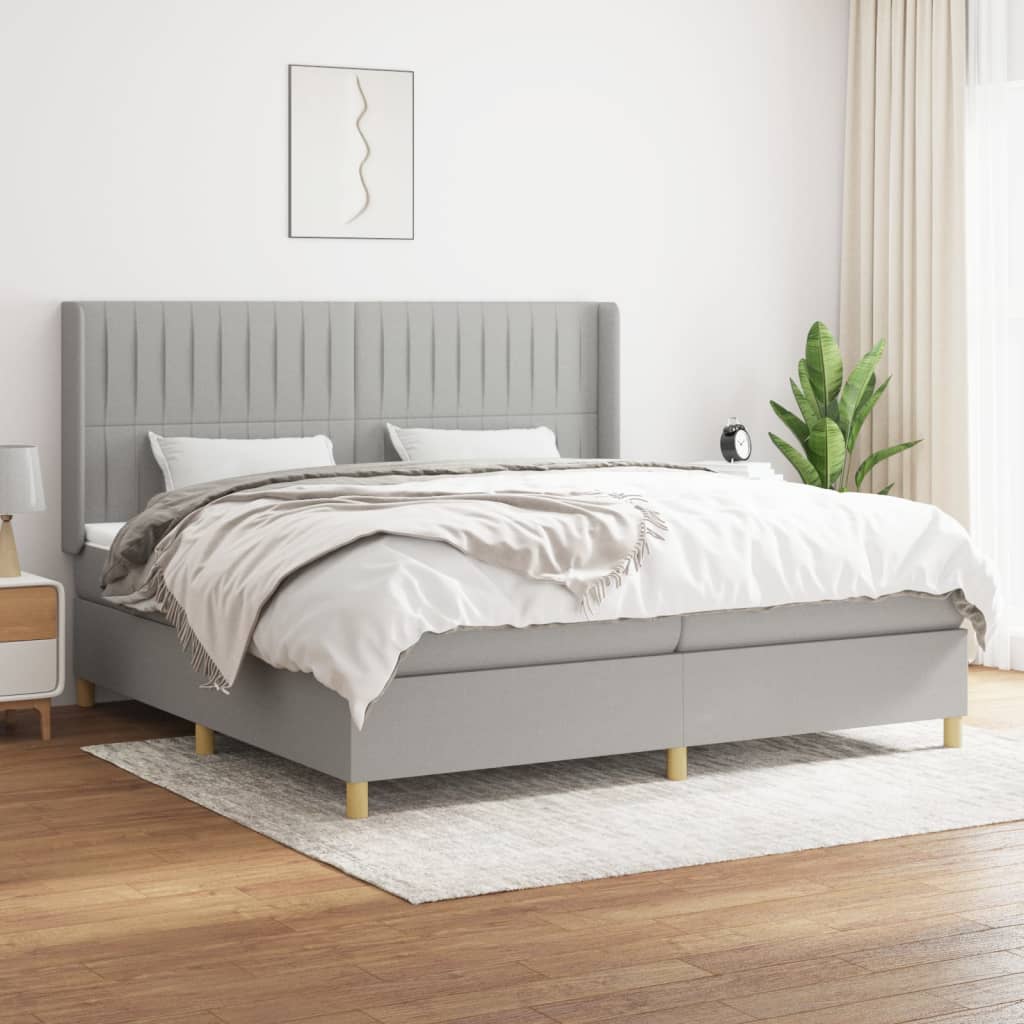 Sommier à lattes de lit avec matelas Gris clair 200x200cm Tissu - XIOS