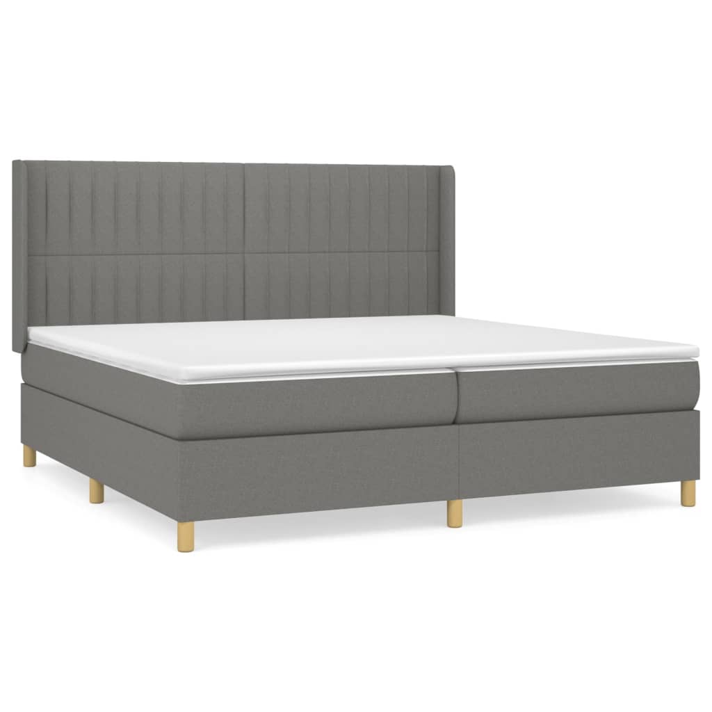 Sommier à lattes de lit avec matelas Gris foncé 200x200cm Tissu - XIOS