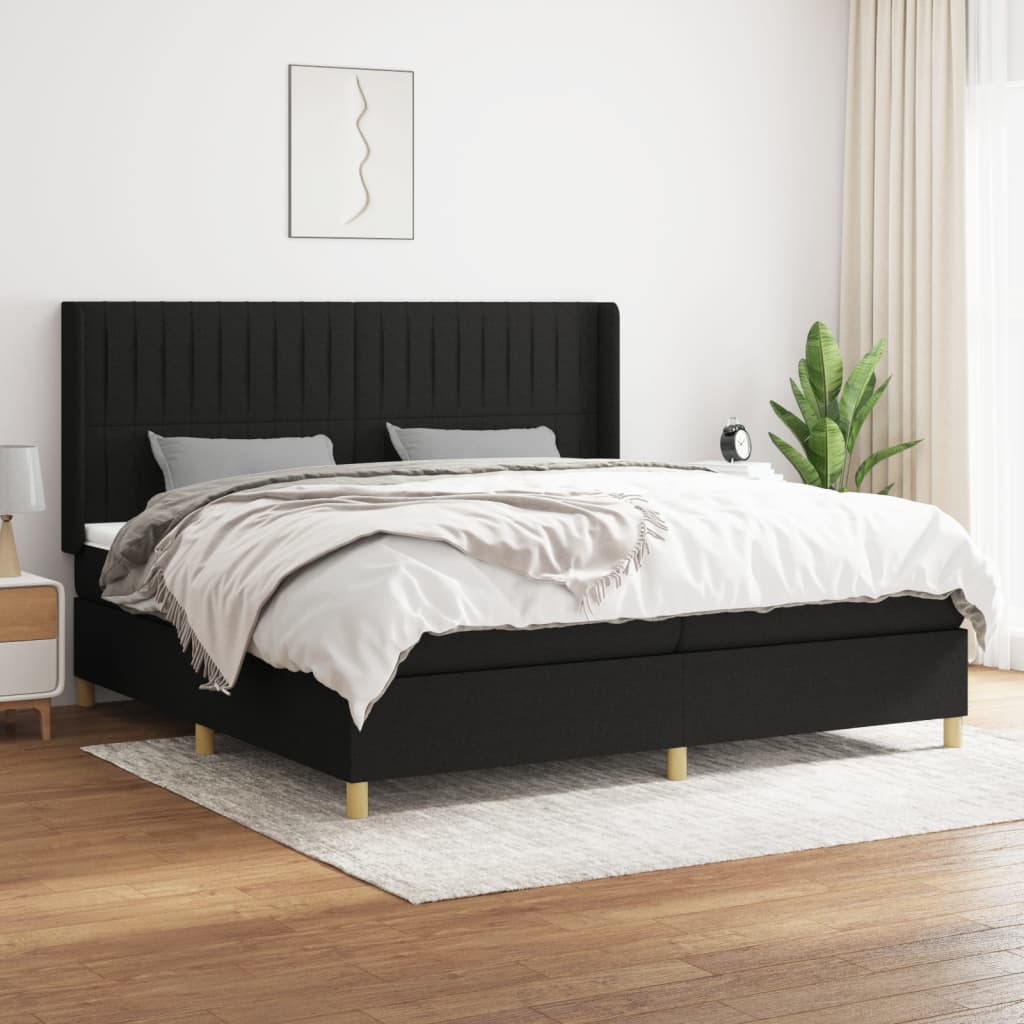 Sommier à lattes de lit avec matelas Noir 200x200 cm Tissu - XIOS