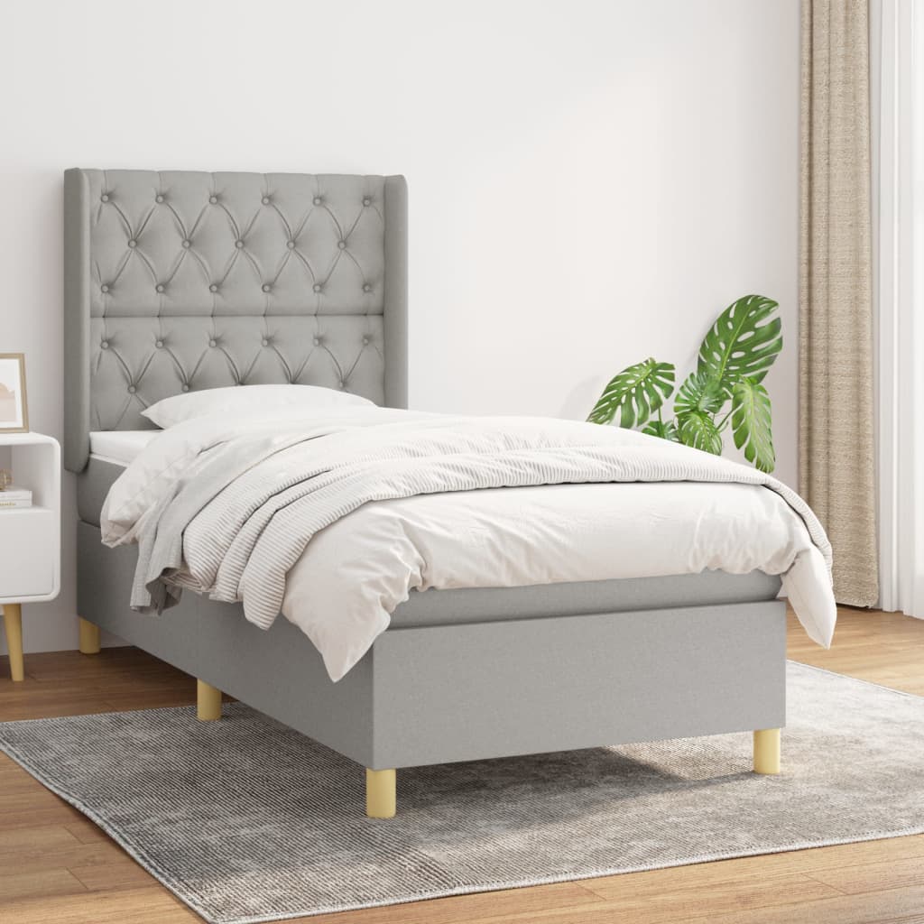 Sommier à lattes de lit avec matelas Gris clair 80x200 cm Tissu - XIOS