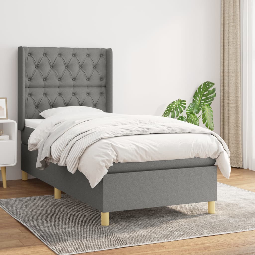 Sommier à lattes de lit avec matelas Gris foncé 80x200 cm Tissu - XIOS