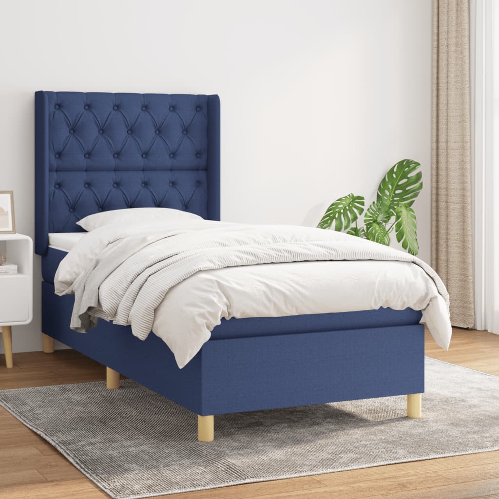 Sommier à lattes de lit avec matelas Bleu 80x200 cm Tissu - XIOS
