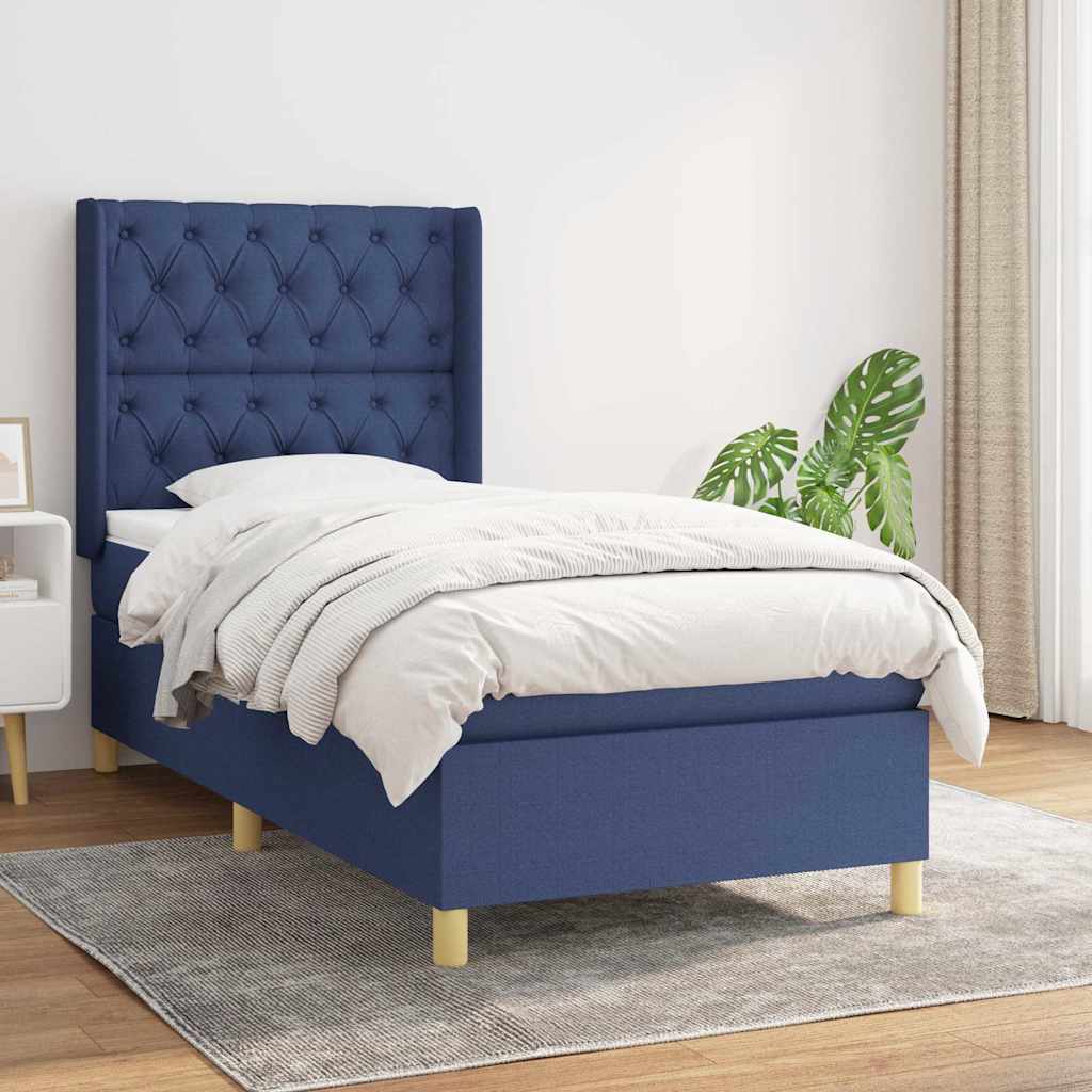 Sommier à lattes de lit avec matelas Bleu 80x200 cm Tissu